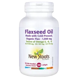 New Roots Huile de lin 1 000 mg Bio 180 Capsules Molles | Prix imbattables, Offres quotidiennes | VITASHOP