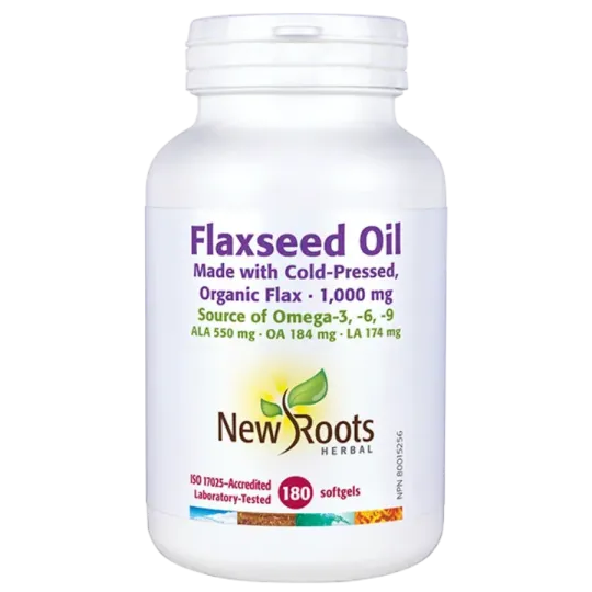 New Roots Flaxseed Oil 1,000 mg Organic 180 Softgels | Unbeatable Prices, Daily Deals | VITASHOP