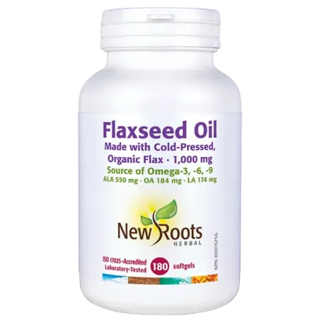 New Roots Flaxseed Oil 1,000 mg Organic 180 Softgels | Unbeatable Prices, Daily Deals | VITASHOP