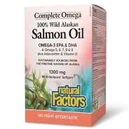 Natural Factors 내추럴 팩터스 OmegaFactors Complete Omega 100% 야생 알래스카 연어 오일 1300 mg, 90 Enteripure 소프트젤 | 매일 업데이트되는 특가 상품 | VITASHOP