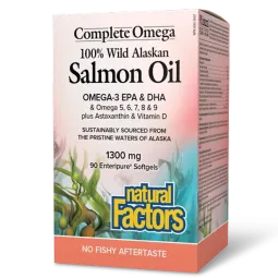 Natural Factors 내추럴 팩터스 OmegaFactors Complete Omega 100% 야생 알래스카 연어 오일 1300 mg, 90 Enteripure 소프트젤 | 매일 업데이트되는 특가 상품 | VITASHOP