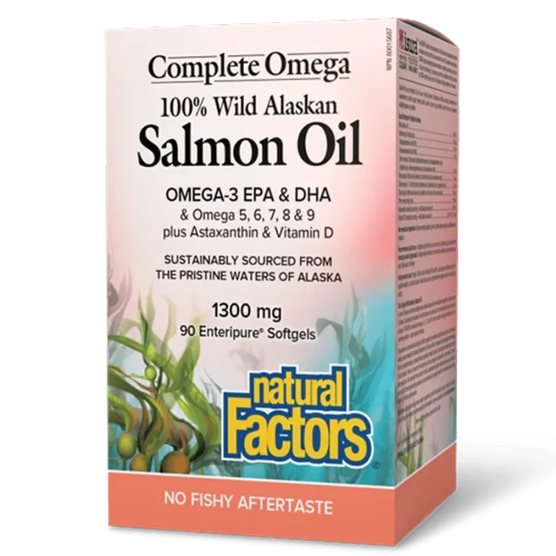 OmegaFactors Complete Omega 100% Huile de saumon sauvage d’Alaska 1300 mg | Safest & Easiest Shopping Vitamins Online | VITASHOP