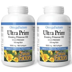 Natural Factors [2 FOR DEAL] OmegaFactors Ultra Prim Evening Primrose Oil 1000 mg, 180 Softgels | Unbeatable Prices, Daily Deals