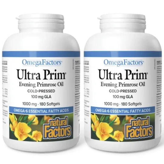 Natural Factors [2 FOR DEAL] OmegaFactors Ultra Prim Evening Primrose Oil 1000 mg, 180 Softgels | Unbeatable Prices, Daily Deals