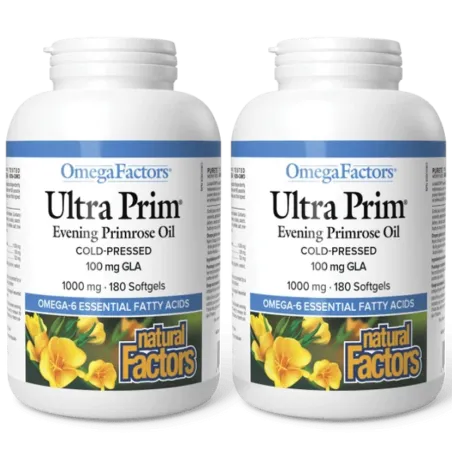 Natural Factors [2 FOR DEAL] OmegaFactors Ultra Prim Evening Primrose Oil 1000 mg, 180 Softgels | Unbeatable Prices, Daily Deals