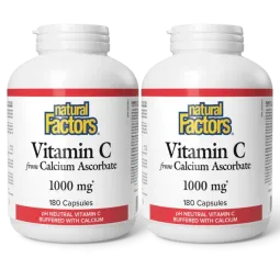 Natural Factors [2 for Deal]  Vitamin C Calcium Ascorbate 1000 mg, 180 Capsules | Unbeatable Prices, Daily Deals | VITASHOP