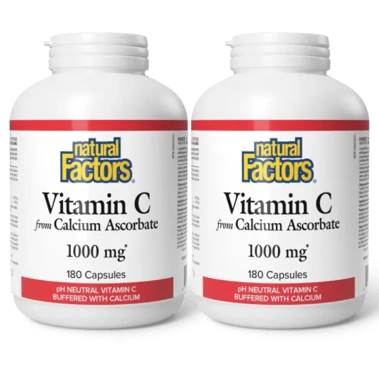 Vitamin C Calcium Ascorbate 1000 mg, 180 Capsules | Safest & Easiest Shopping Vitamins Online | VITASHOP