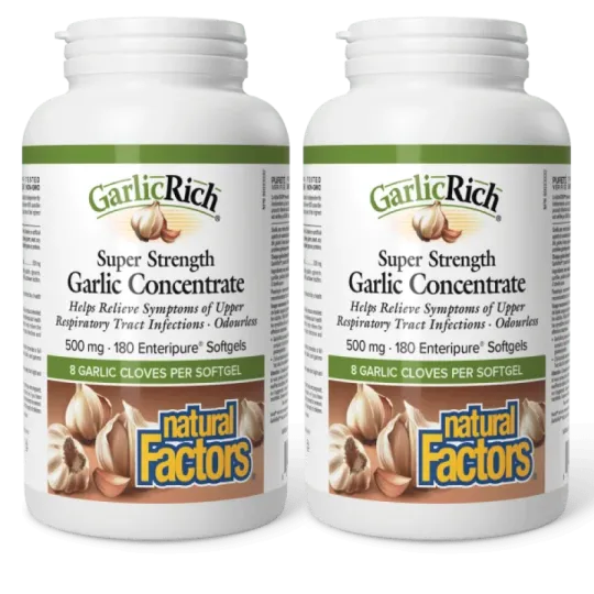 GarlicRich Super Strength Garlic Concentrate 500 mg, 180 Enteripure Softgels | Safest & Easiest Shopping Vitamins Online | VITAS