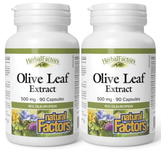 Natural Factors [2 for Deal] 내추럴 팩터스 HerbalFactors 올리브 잎 500 mg, 90 캡슐 | 매일 업데이트되는 특가 상품 | VITASHOP