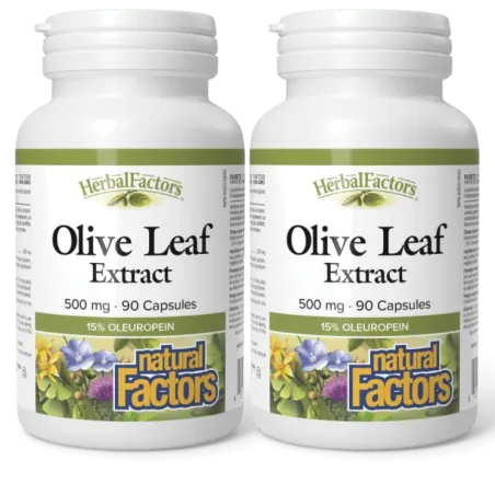 Natural Factors [2 for Deal] HerbalFactors Olive Leaf 500 mg, 90 Capsules | Unbeatable Prices, Daily Deals | VITASHOP