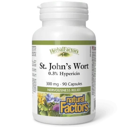 Natural Factors 내추럴 팩터스 HerbalFactors 세인트 존스 워트 300 mg, 90 캡슐 | 매일 업데이트되는 특가 상품 | VITASHOP