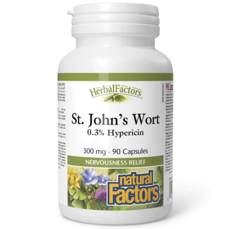 Natural Factors 내추럴 팩터스 HerbalFactors 세인트 존스 워트 300 mg, 90 캡슐 | 매일 업데이트되는 특가 상품 | VITASHOP