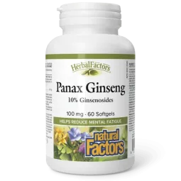 HerbalFactors Panax Ginseng 100 mg, 60 gélules | Safest & Easiest Shopping Vitamins Online | VITASHOP