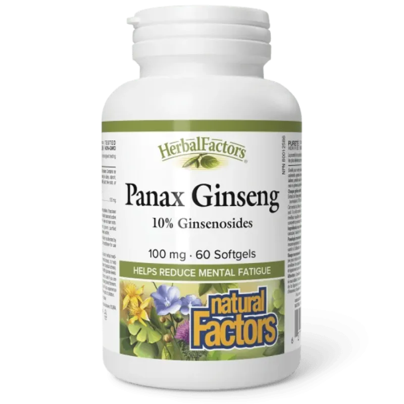 HerbalFactors Panax Ginseng 100 mg, 60 gélules | Safest & Easiest Shopping Vitamins Online | VITASHOP
