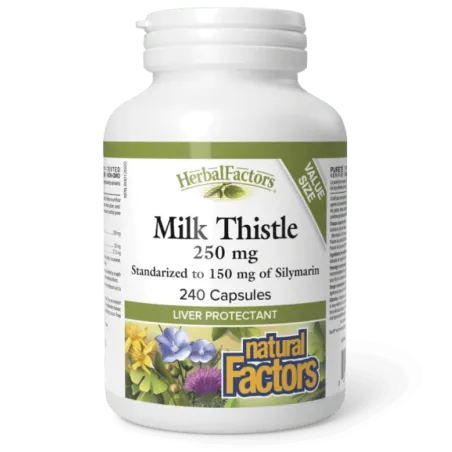 Natural Factors HerbalFactors 밀크씨슬 실리마린 250 mg/150 mg, 240 캡슐 | 압도적인 가격, 데일리 특가 | VITASHOP