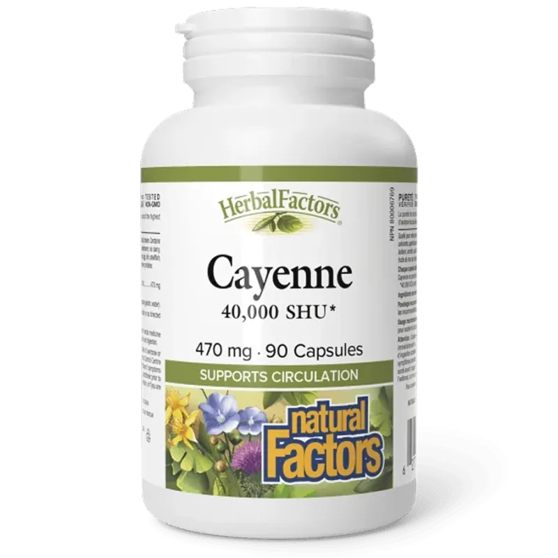 HerbalFactors Cayenne 470 mg, 90 Gélules | Safest & Easiest Shopping Vitamins Online | VITASHOP