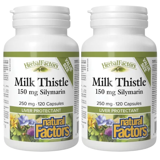 Natural Factors [2 for Deal] 내추럴 팩터스 HerbalFactors 밀크시슬 120 캡슐 | 매일 업데이트되는 특가 상품 | VITASHOP
