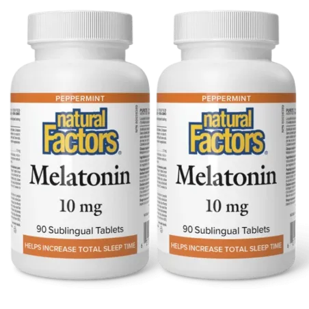Natural Factors [2 for Deal] Melatonin 10 mg Peppermint, 90 Sublingual Tablets | Unbeatable Prices, Daily Deals | VITASHOP