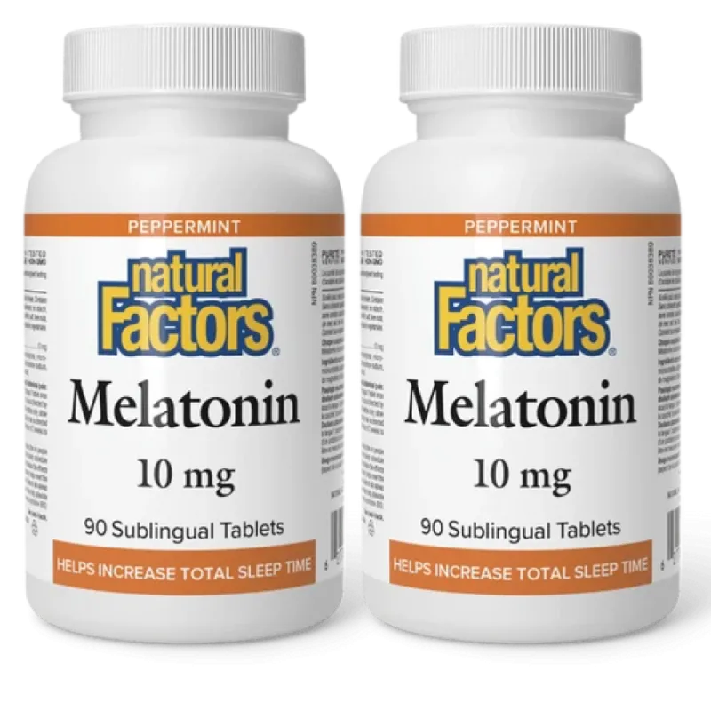 Natural Factors [2 for Deal] Melatonin 10 mg Peppermint, 90 Sublingual Tablets | Unbeatable Prices, Daily Deals | VITASHOP