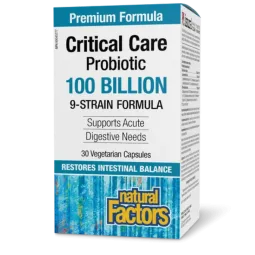Natural Factors Critical Care Probiotic 100 Billion Live Probiotic Cultures, 30 Vegetarian Capsules | Unbeatable Prices, Daily D