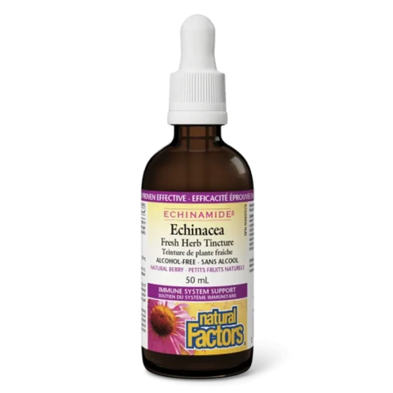Natural Factors ECHINAMIDE Echinacea Alcohol-Free Fresh Herb Tincture, 50 mL | 每天不同折扣, 全网最低价格 | 种类齐全的保健品店铺 VITASHOP, 只有你想不到, 没有你