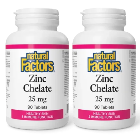 Natural Factors [2 for Deal] Zinc Chelate 25 mg, 90 Tablets | Unbeatable Prices, Daily Deals | VITASHOP