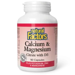 Natural Factors 내추럴 팩터스 D3 Plus 칼륨, 아연 및 망간 함유 칼슘 및 마그네슘 구연산염, 90 캡슐 | 매일 업데이트되는 특가 상품 | VITASHOP