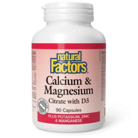 Natural Factors Calcium & Magnesium Citrate with D3 Plus Potassium, Zinc & Manganese, 90 Capsules | Unbeatable Prices, Daily Dea