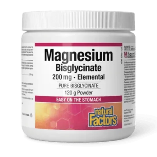 Natural Factors 마그네슘 비스글리시네이트 퓨어 200 mg 120 g | 최고의 가격, 매일 할인 | VITASHOP