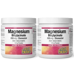 Natural Factors [2 for Deal] 내추럴 팩터스 마그네슘 비스글리시네이트 퓨어 200 mg 120 g | 매일 업데이트되는 특가 상품 | VITASHOP