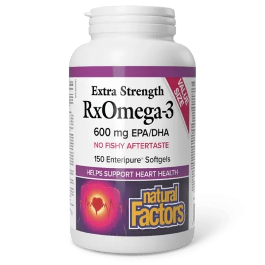 RxOmega-3 - Extra Strength 600 mg, 150 gélules Enteripure | Safest & Easiest Shopping Vitamins Online | VITASHOP