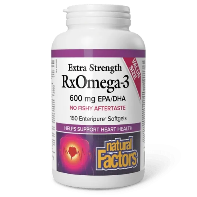 Natural Factors 내추럴 팩터스 RxOmega-3 - 엑스트라 스트렝스 600 mg, 150 Enteripure 소프트젤 | 매일 업데이트되는 특가 상품 | VITASHOP
