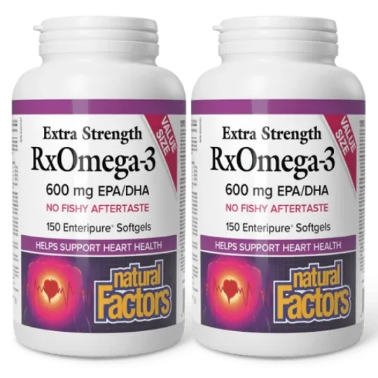 [2 for Deal] RxOmega-3 - Extra Strength 600 mg, 150 gélules Enteripure | Safest & Easiest Shopping Vitamins Online | VITASHOP