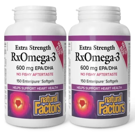 [2 for Deal] RxOmega-3 - Extra Strength 600 mg, 150 gélules Enteripure | Safest & Easiest Shopping Vitamins Online | VITASHOP