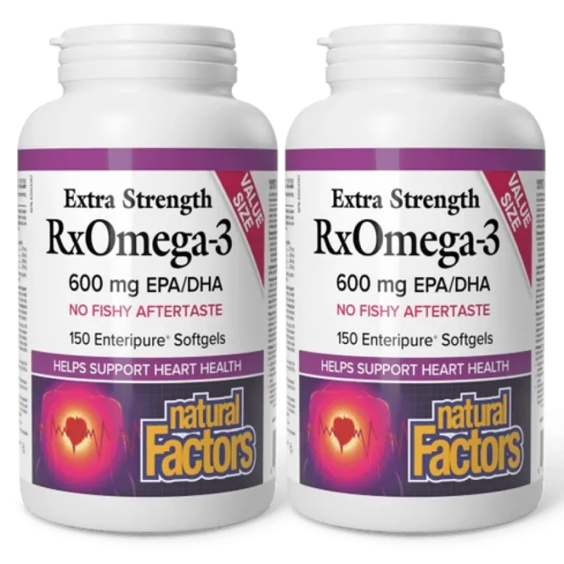 [2 for Deal] RxOmega-3 - Extra Strength 600 mg, 150 gélules Enteripure | Safest & Easiest Shopping Vitamins Online | VITASHOP