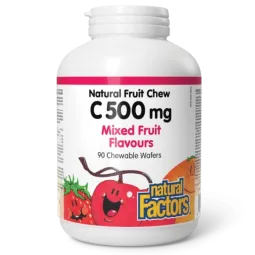 Natural Factors 내추럴 팩터스 C 500 mg 100% 천연 과일 츄, 4가지 혼합 과일 맛 90 츄어블 정제 | 매일 업데이트되는 특가 상품 | VITASHOP
