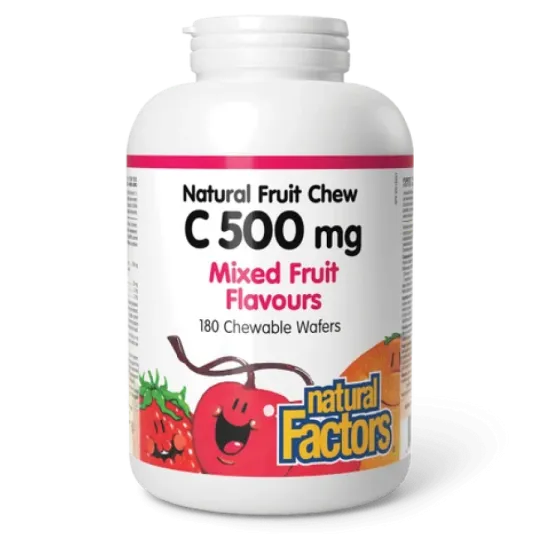 Natural Factors C 500 mg 100% Natural Fruit Chew, Four Mixed Fruit Flavours 180 Chewable Tablets | 每天不同折扣, 全网最低价格 | 种类齐全的保健品店铺 V