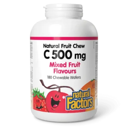 Natural Factors C 500 mg 100% Natural Fruit Chew, Four Mixed Fruit Flavours 180 Chewable Tablets | 每天不同折扣, 全网最低价格 | 种类齐全的保健品店铺 V