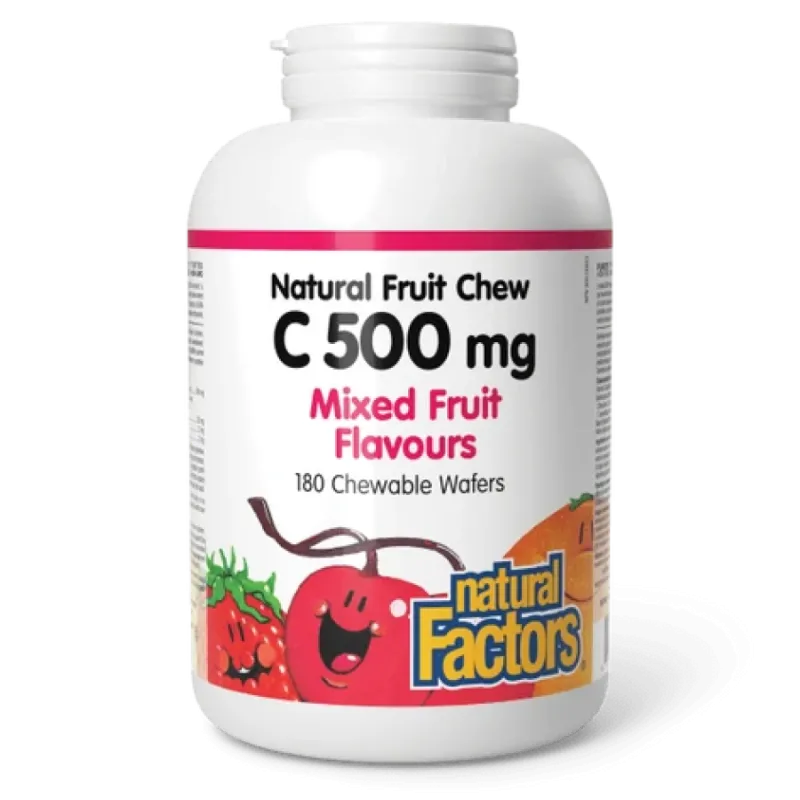 Natural Factors C 500 mg 100% Natural Fruit Chew, Four Mixed Fruit Flavours 180 Chewable Tablets | 每天不同折扣, 全网最低价格 | 种类齐全的保健品店铺 V