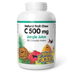 Natural Factors 내추럴 팩터스 C 500 mg 100% 천연 과일 츄, 정글 주스 180 츄어블 정제 | 매일 업데이트되는 특가 상품 | VITASHOP