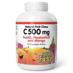 Natural Factors C 500 mg 100% Natural Fruit Chew, Peach, Passionfruit, and Mango 90 Chewable Tablets | 每天不同折扣, 全网最低价格 | 种类齐全的保健品