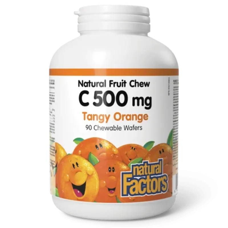Natural Factors C 500 mg 100% Natural Fruit Chew, Tangy Orange 90 Chewable Tablets | Unbeatable Prices, Daily Deals | VITASHOP