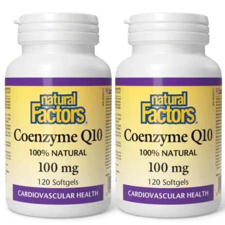 Natural Factors [2 for Deal] Coenzyme Q10 100% Natural 100 mg, 120 Softgels | Unbeatable Prices, Daily Deals | VITASHOP