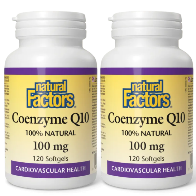 Natural Factors [2 for Deal] Coenzyme Q10 100% Natural 100 mg, 120 Softgels | Unbeatable Prices, Daily Deals | VITASHOP