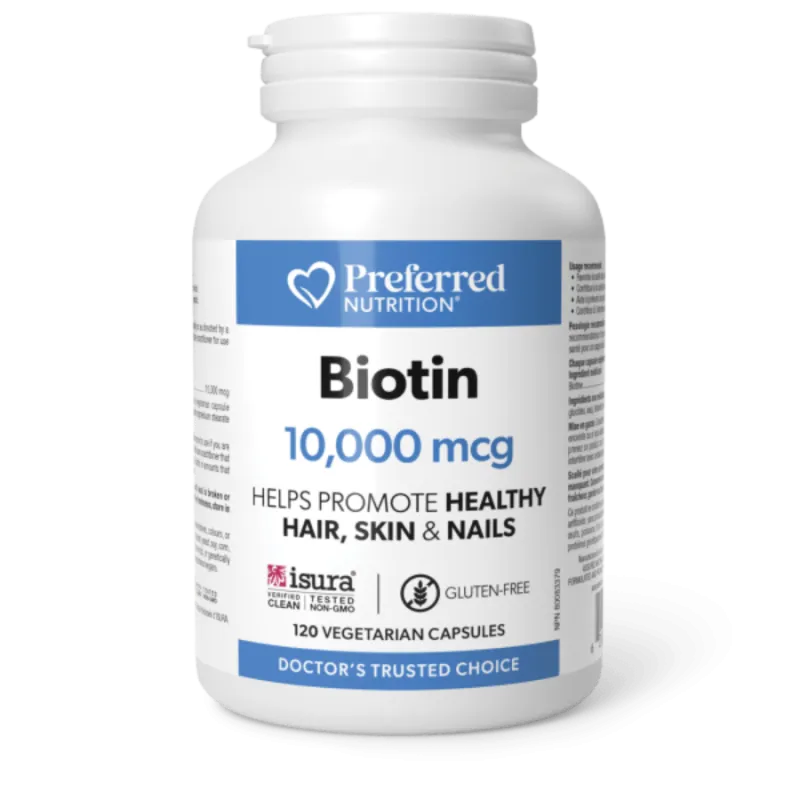 Preferred Nutrition 비오틴 10,000 mcg 120 정 식물성 캡슐 | 최고의 가격, 매일 제공되는 할인 | VITASHOP