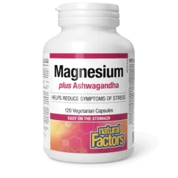 Natural Factors Magnésium avec Ashwagandha 120 Gélules Végétales | Prix imbattables, offres quotidiennes | VITASHOP