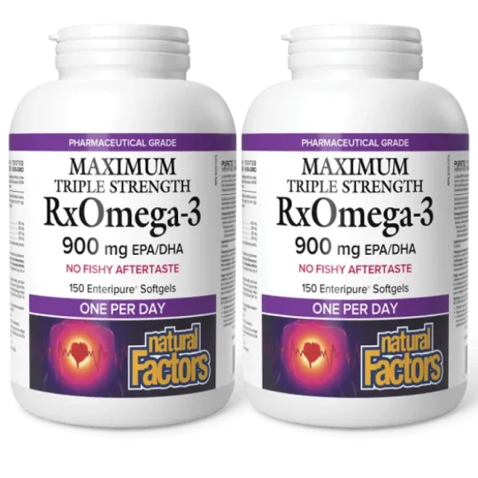 [2 for Deal] RxOmega-3 Maximum Triple Strength 900 mg, 150 gélules Enteripure | Safest & Easiest Shopping Vitamins Online | VITA