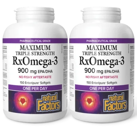 [2 for Deal] RxOmega-3 Maximum Triple Strength 900 mg, 150 gélules Enteripure | Safest & Easiest Shopping Vitamins Online | VITA