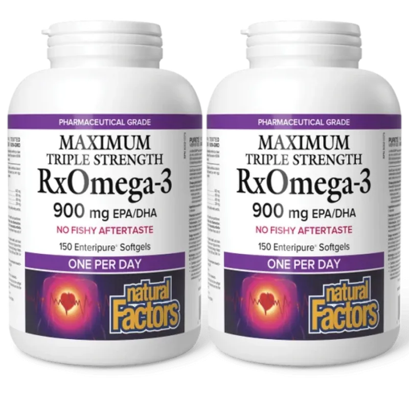 [2 for Deal] RxOmega-3 Maximum Triple Strength 900 mg, 150 gélules Enteripure | Safest & Easiest Shopping Vitamins Online | VITA