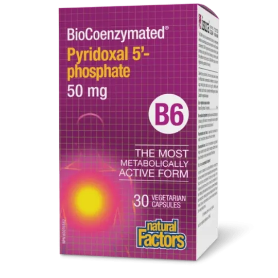 BioCoenzymated Pyridoxal 5 phosphate B6 50 mg, 30 Capsules Végétariennes | Safest & Easiest Shopping Vitamins Online | VITASHOP